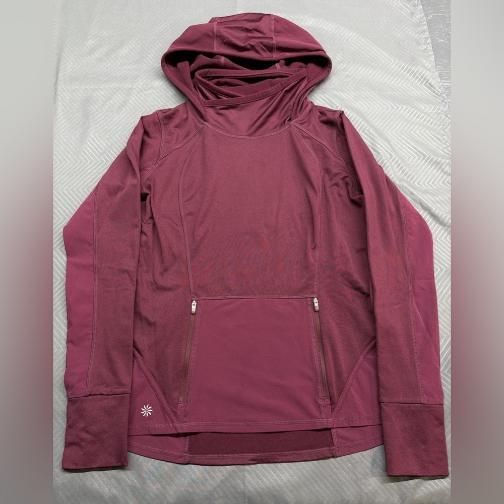 Athleta Women’s Maroon Hooded Pullover Fleece Lined Size M